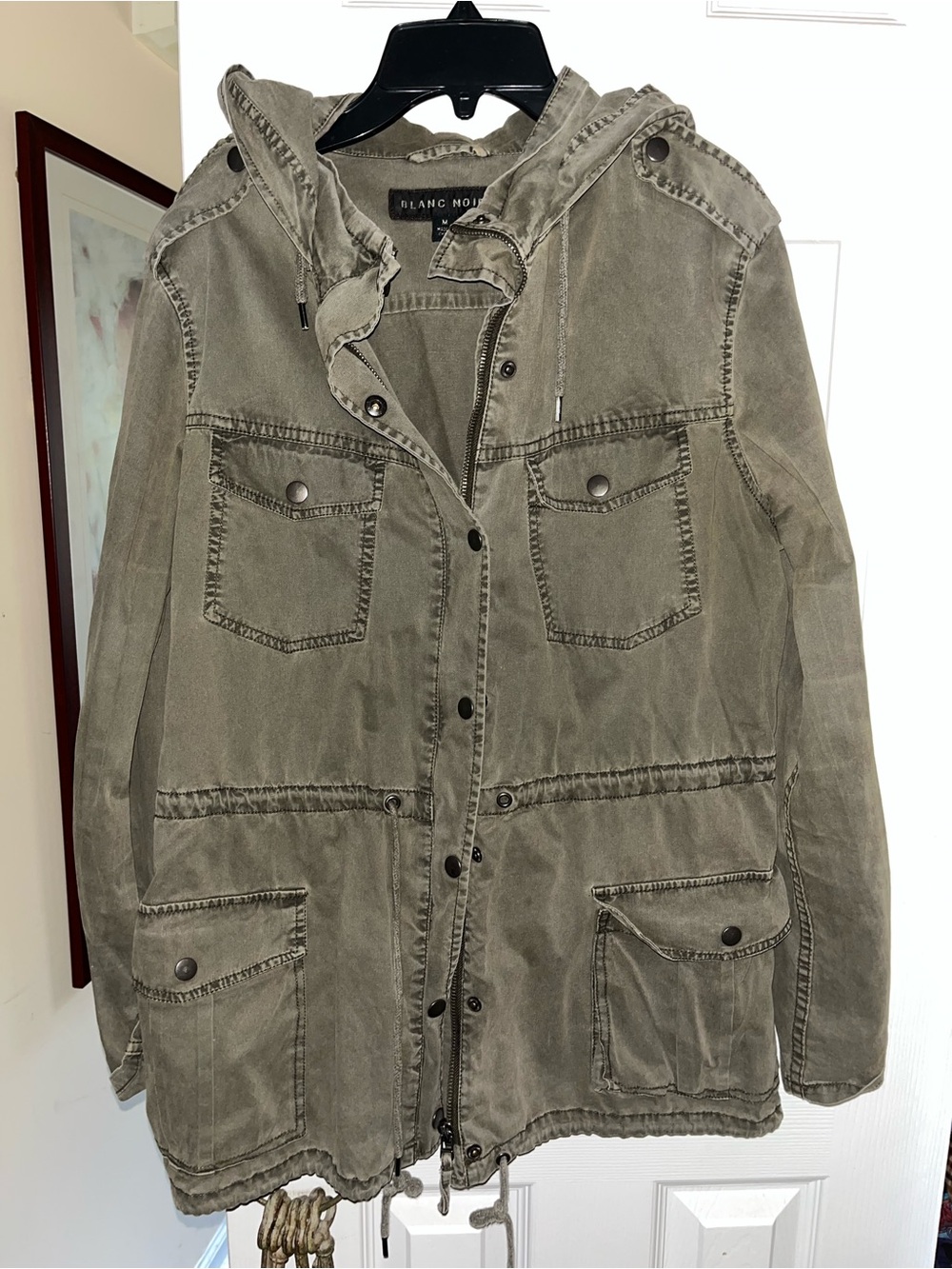 blanc noir Hooded Utility Field Jacket in Olive